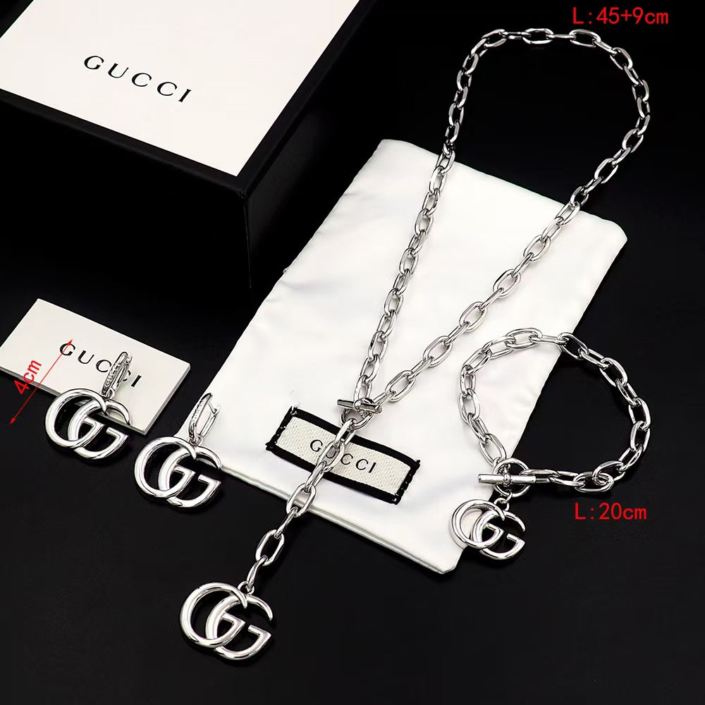GEM151 New Arrive  Silver and Gold Color Necklace Fashion Design Charm for Women Jewelry 45cm Long