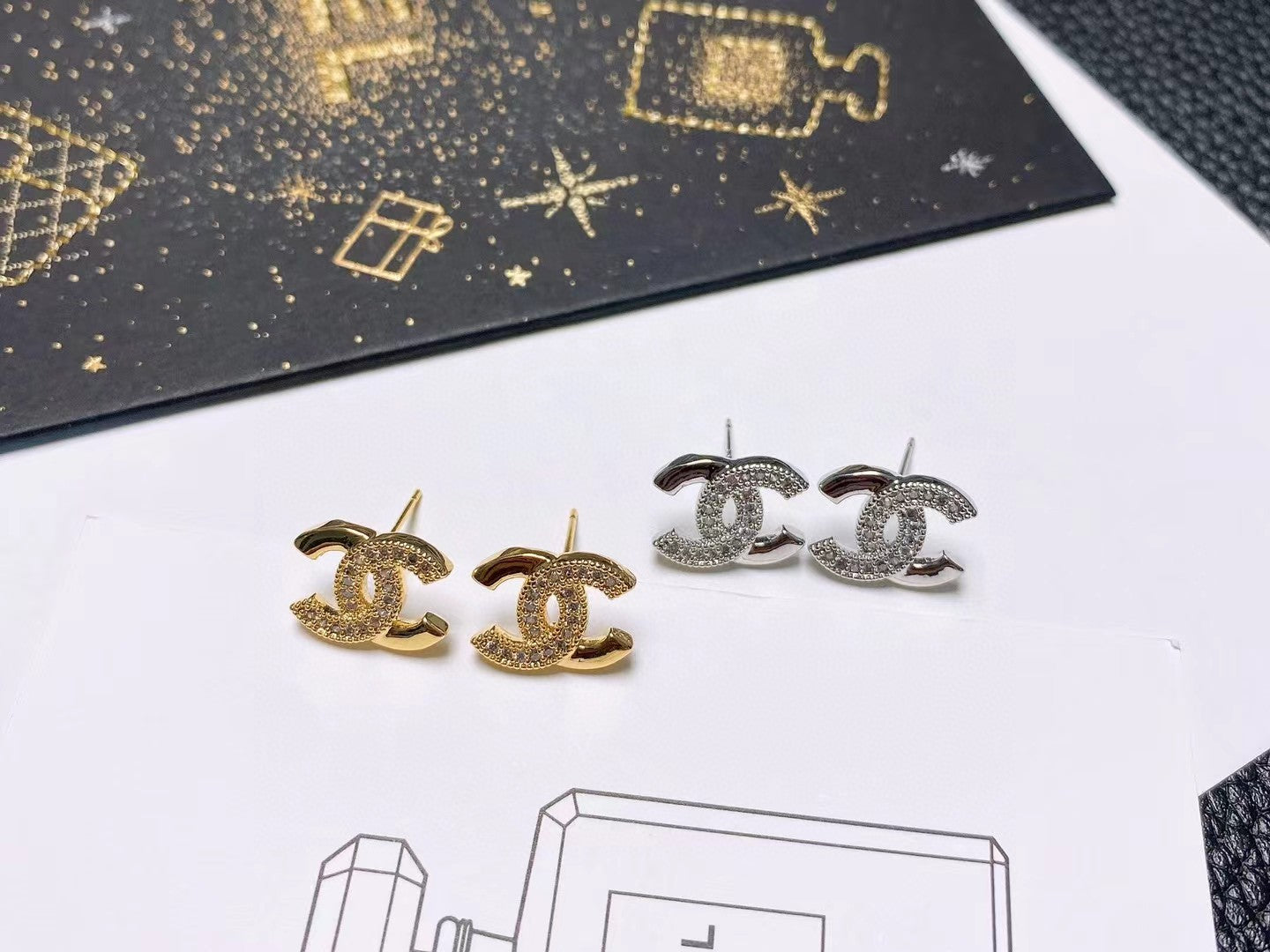 CEM253  New Arrive Gold and Silver  Color Earring Fashion Design with Diamond Earring Charm for Women Jewelry