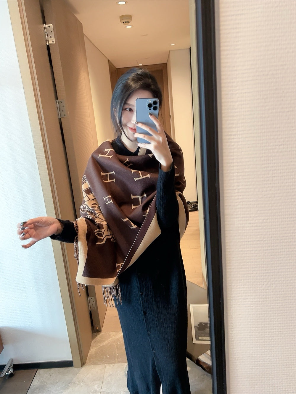 HEM68 Winter Scarf Pashmina For Designers warm Scarfs Fashion Classic Women Designer Brand Cashmere Winter Scarf Wrap 180cm scarf for women Size 65*180CM