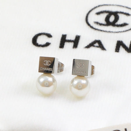 CEM190 New Classic Titanium Steel Earring Designer 18K Gold Cubic Pearl Pendant Stud Earring  Women Mens  Love Promise Jewelry