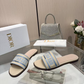 DEM345 Designer women Slippers red blue color sandals shoes for women high quality size 35 to 43