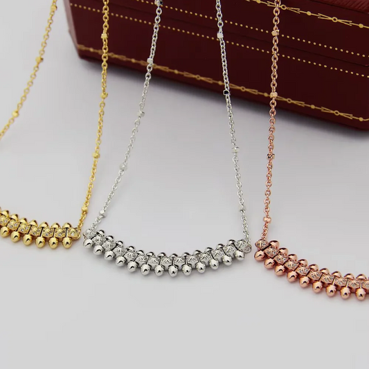 CREM223 Hot Sale Fashion Love Nail Necklace for Women Jewelry Couples Cubic Zirconia Wedding Necklace Bague Femme