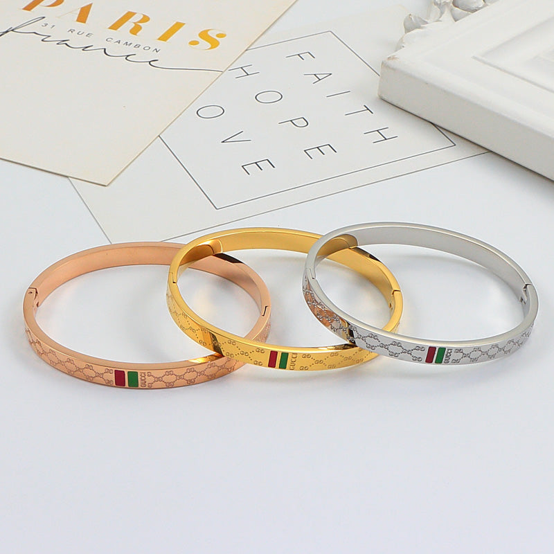 GEM120  New Arrive Titanium Steel  Bracelet for Women Couples Anel Cubic Zirconia Wedding Bands Bague Femme Not with Box