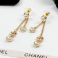 CEM192 Classic Long Earring Designer 18K Gold Cubic Pearl Pendant Stud Earring  Women Mens  Love Promise Jewelry