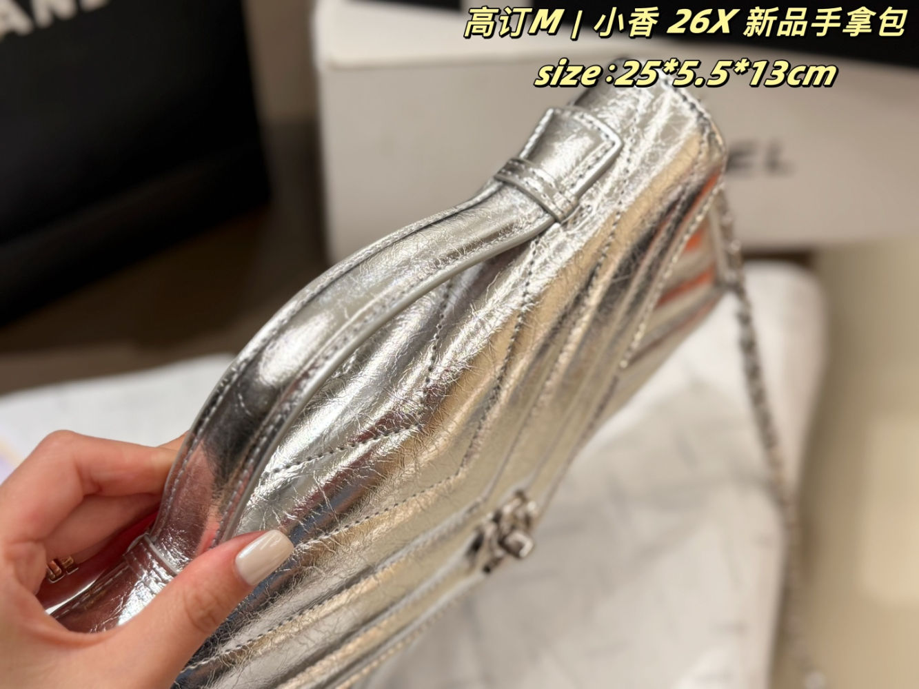 CEM264 New arrive fashion black Red Light beige  Green Beige Silver pink bag for woman hands bag beautiful gift to choose gift 25*5.5*13cm