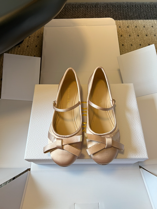 CEM298 New satin low-heeled Mary Jane shoes - Butterfly knot flat style fashionable and gentle women's shoes The color is exquisite and it is an excellent gift choice