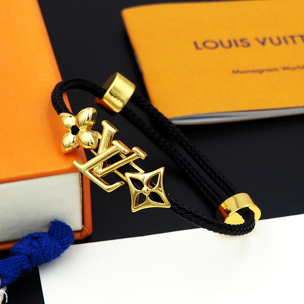 LEM386  New Arrive Fashion Open Flower Bracelet Metal Letter Wristband Bracelet Couple Accessories for Woman