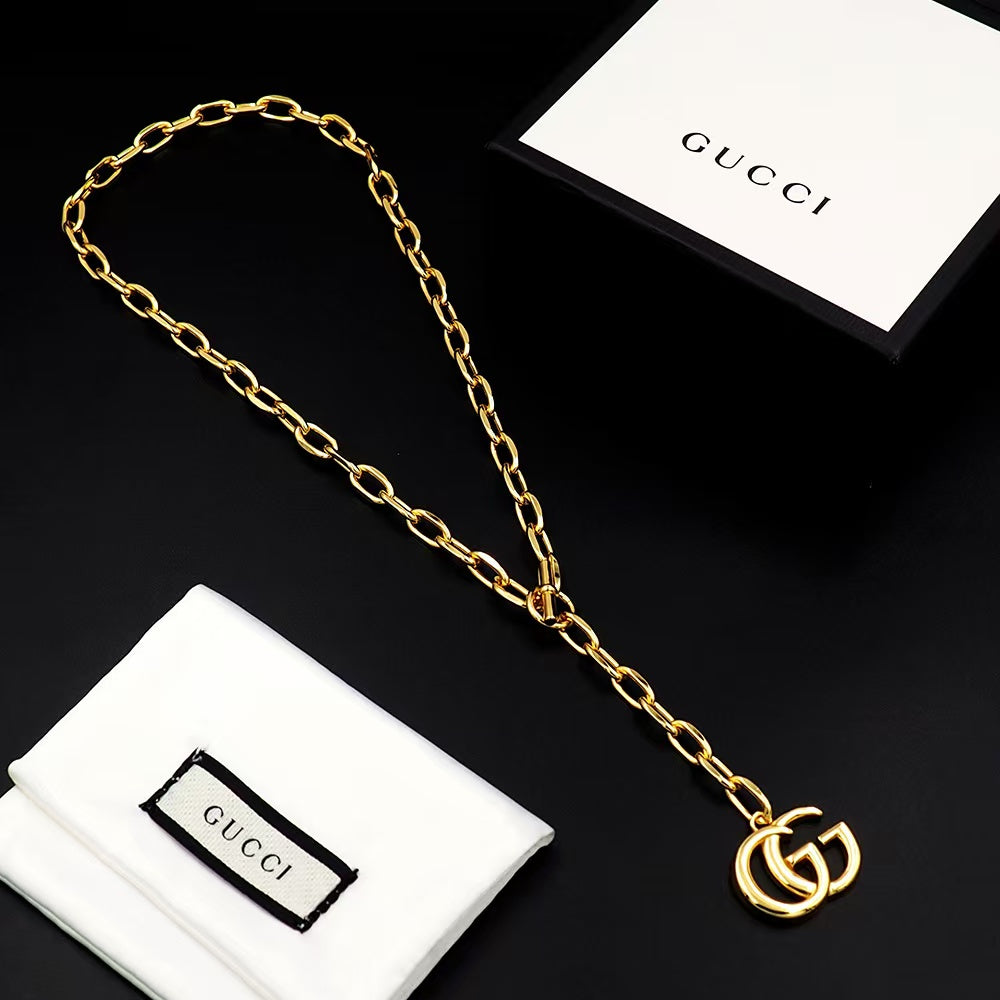 GEM151 New Arrive  Silver and Gold Color Necklace Fashion Design Charm for Women Jewelry 45cm Long