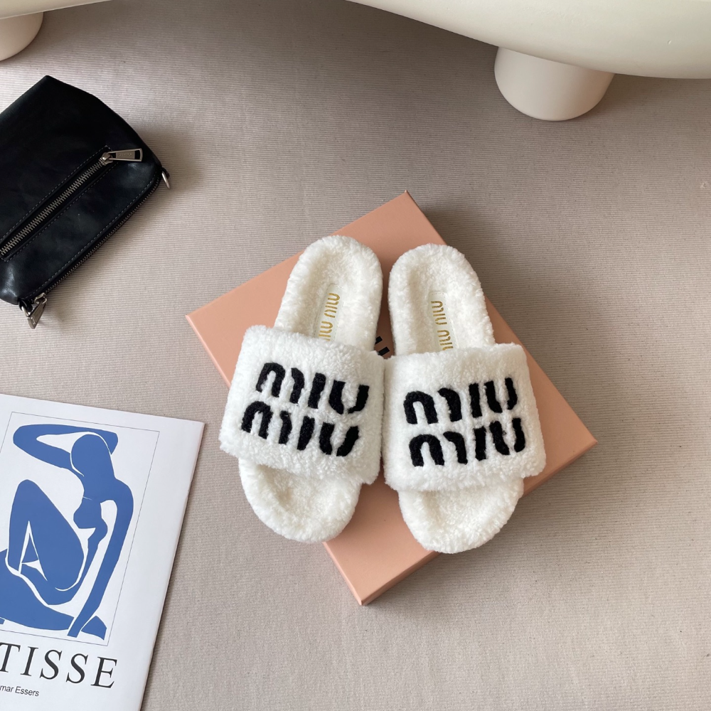 MIU06 Designer women Slippers black white bown peach red color sandals shoes for women high quality size 35 to 43
