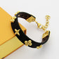 LEM266 Fashion Designers Bracelet Black Leather Boutique 18k Gold Plated cuff braceles bangles for men women gifts