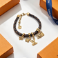 LEM657 New trendy European-style titanium bracelet with letter pendant suitable as a couple's accessory for ladies