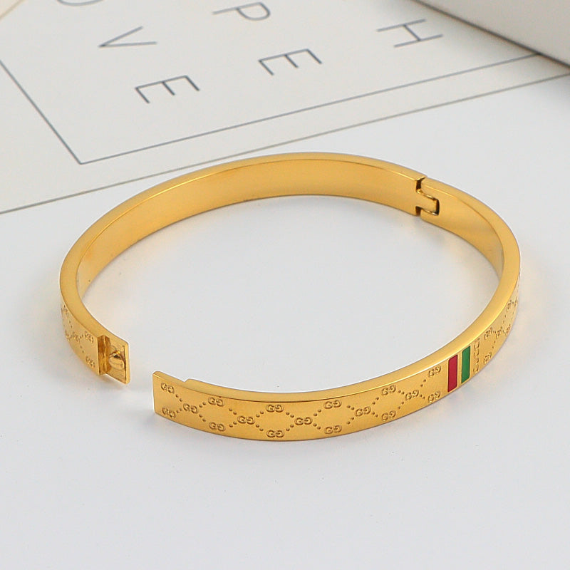 GEM120  New Arrive Titanium Steel  Bracelet for Women Couples Anel Cubic Zirconia Wedding Bands Bague Femme Not with Box