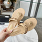 CEM171 Plus Size Open-Toe Pearl Flat for Women Summer Fashion Square Toe Solid Color Thick Sole Slippers