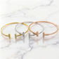 TEM39 New Fashion Titanium Steel T Bracelet Bangle for Women Gift Couples Cubic Zirconia Wedding Gift