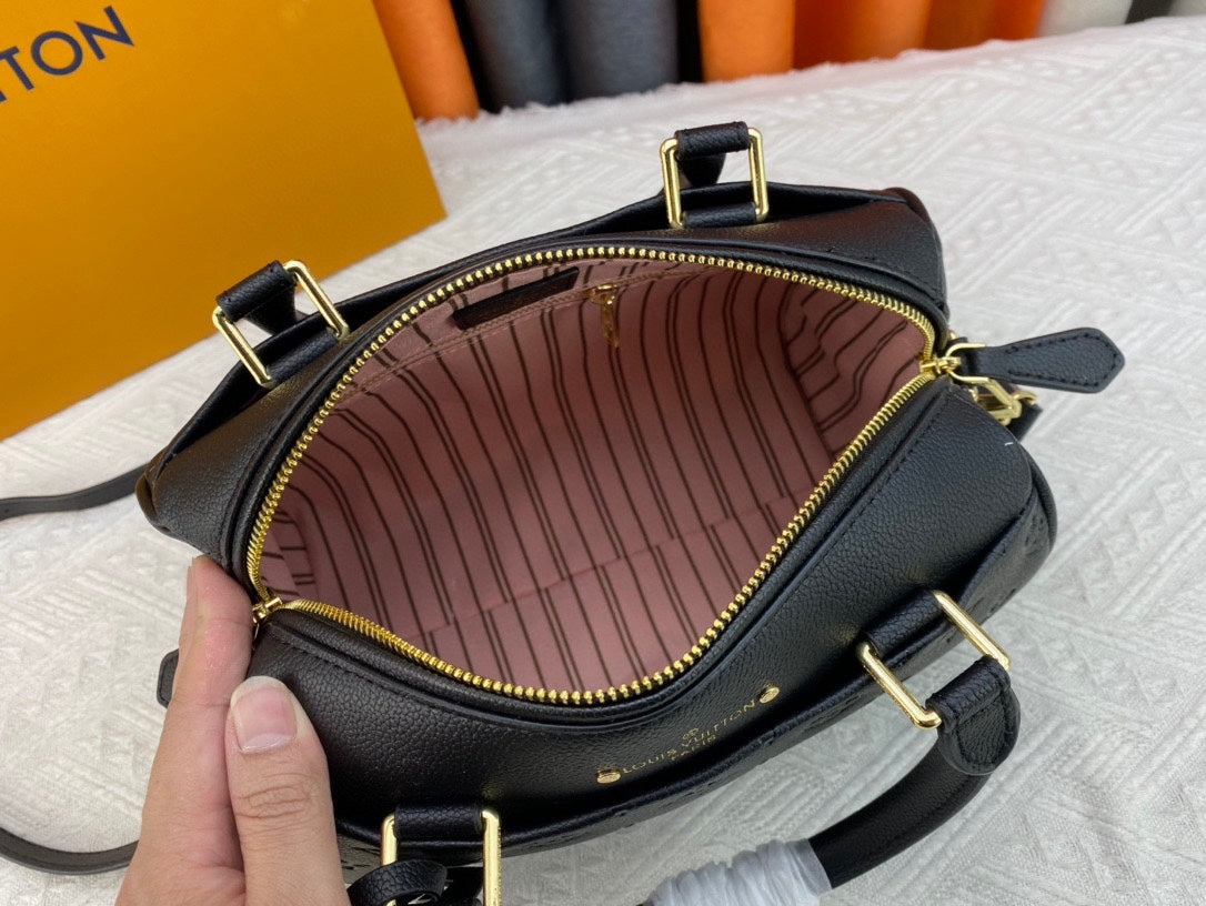 LEM290 Handbag Large Capacity Tote Bag Women Shoulder Handbag Patchwork Color Canvas Genuine Leather Hasp Lady Crossbody Bags Removable Strap Double Handle 25*19CM