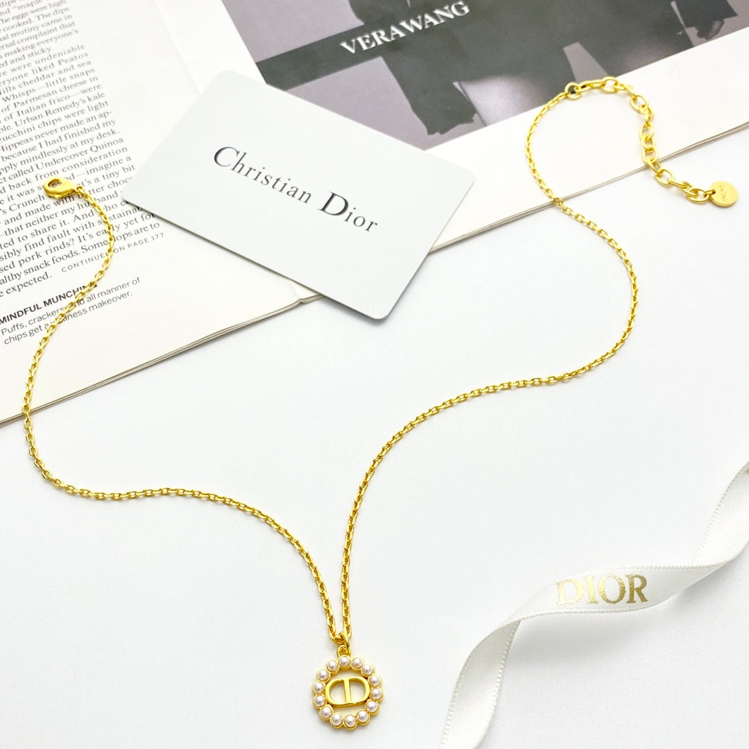 DEM288  New Arrive Fashion  with Diamond Stars Pearl  Necklce for Woman Brass Material Jewelry To Choose Gift