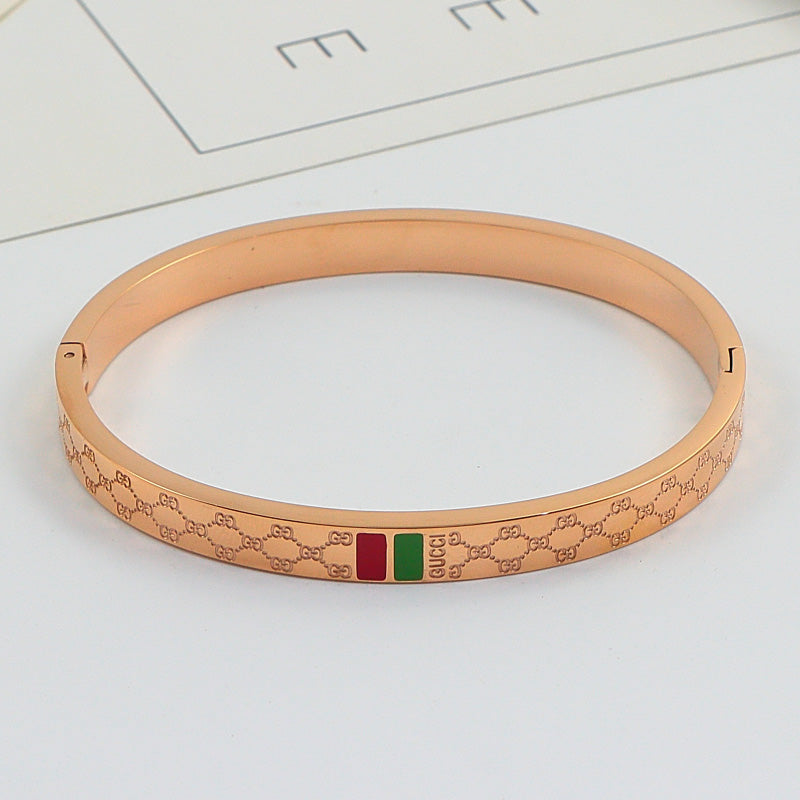 GEM120  New Arrive Titanium Steel  Bracelet for Women Couples Anel Cubic Zirconia Wedding Bands Bague Femme Not with Box