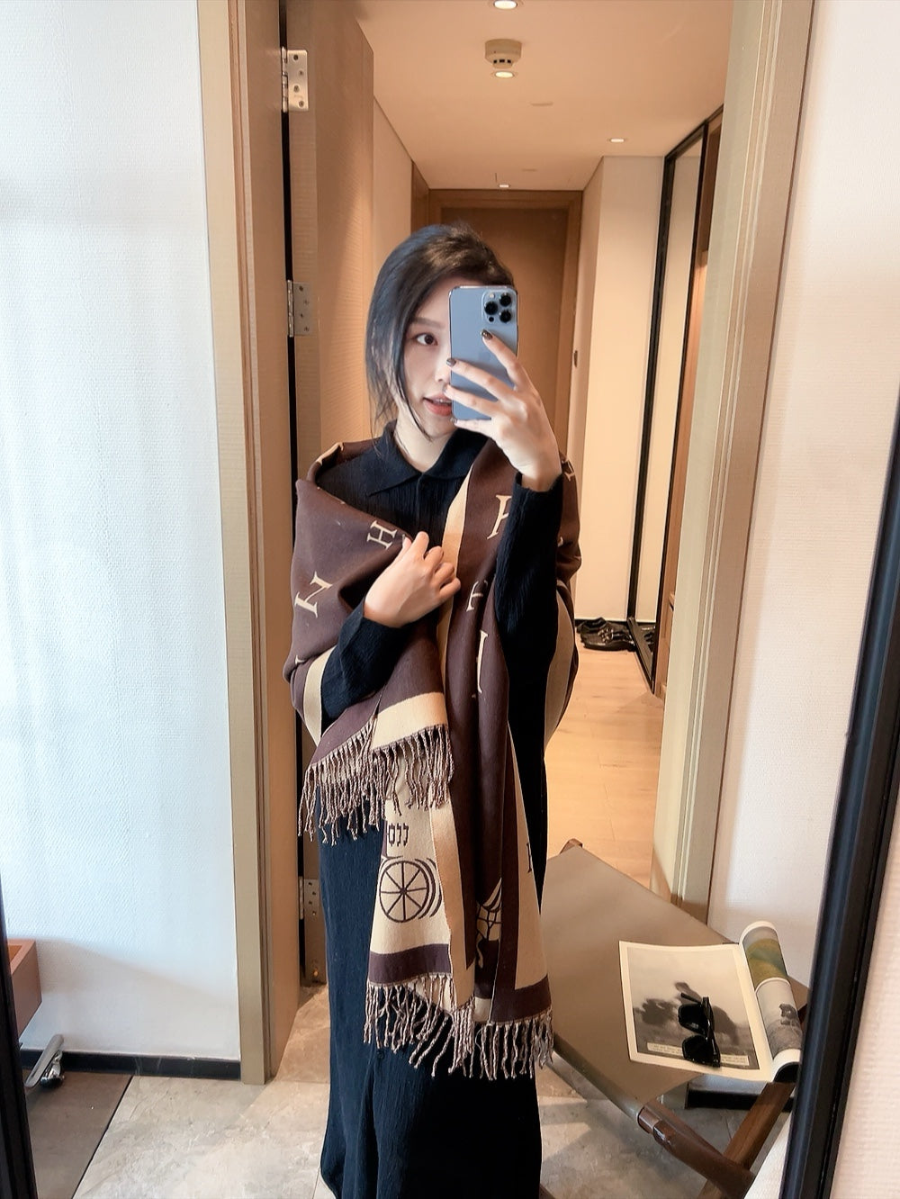 HEM68 Winter Scarf Pashmina For Designers warm Scarfs Fashion Classic Women Designer Brand Cashmere Winter Scarf Wrap 180cm scarf for women Size 65*180CM