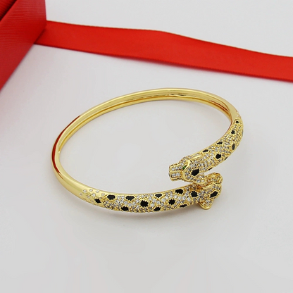CREM235 Designer bracelets classic Miniature leopard half-diamond open bracelet couple leopard head with diamond bracelet