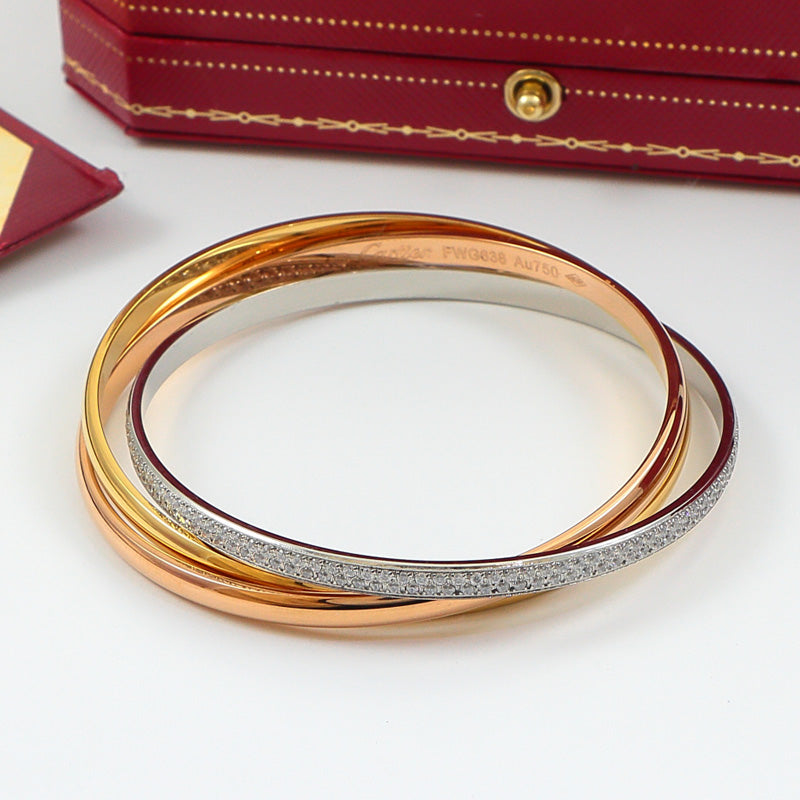 CREM217  New Arrive Fashion Hot Sale Three-ring Bracelet Love Braclet with Diamond for Woman Jewelry To Choose Gift 17cm