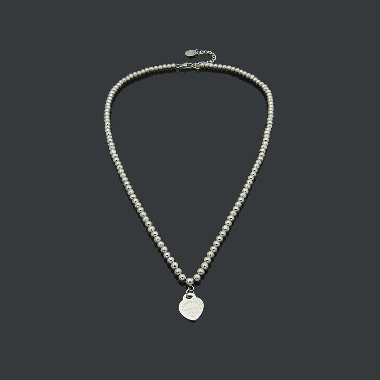 TEM40  New Fashion Titanium Steel Gold Silver Rose Color Love /Necklace for Women Charm Necklace Couples Gift