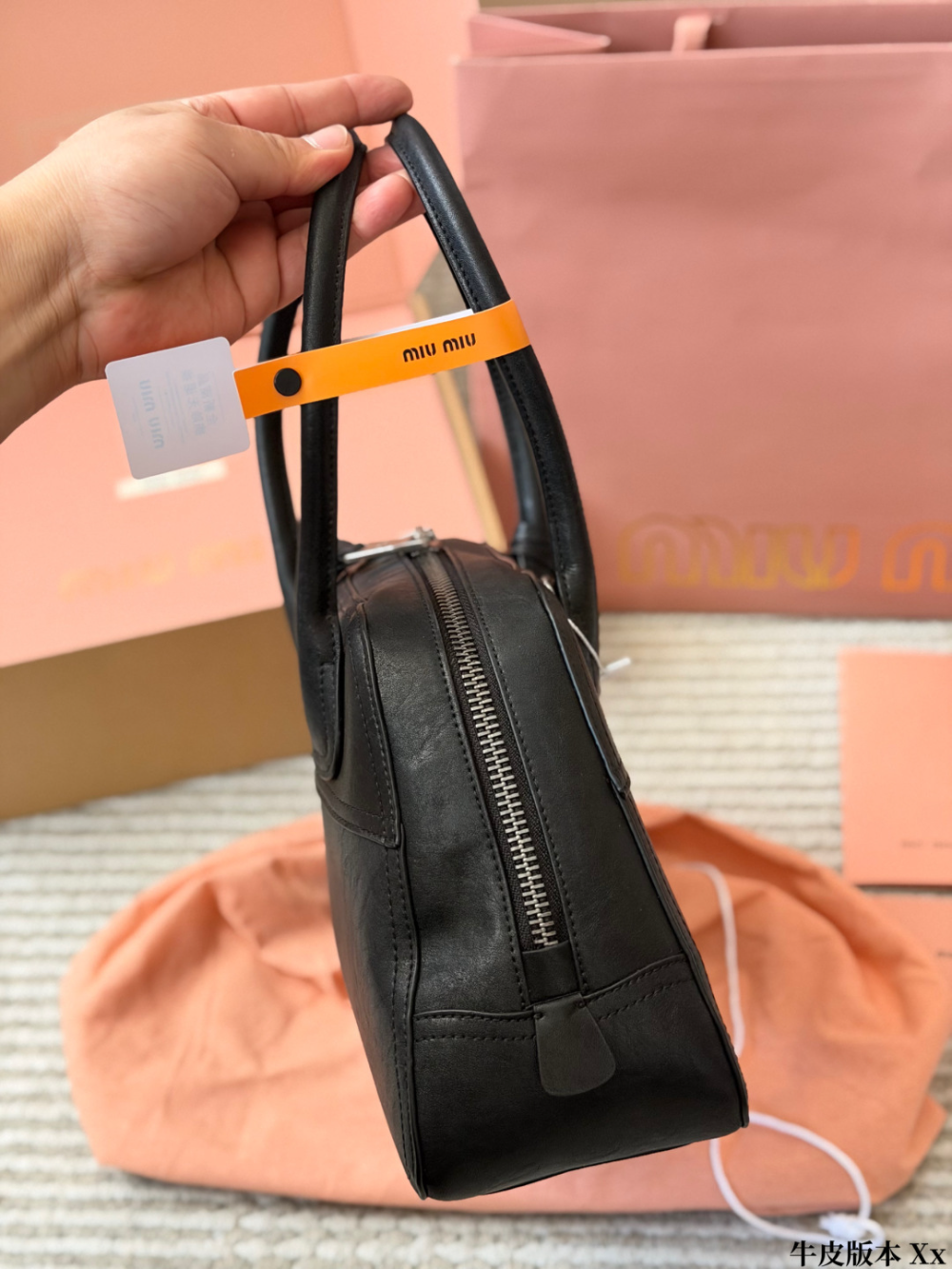 MIU08  New arrive fashion black brown pink white coffee bag for woman hands bag beautiful gift to choose gift   32*22cm