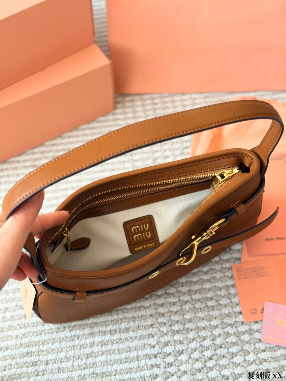 MIU04 New arrive fashion brown pink black beige color bag for woman beautiful gift to choose size  32*18cm