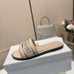 DEM345 Designer women Slippers red blue color sandals shoes for women high quality size 35 to 43