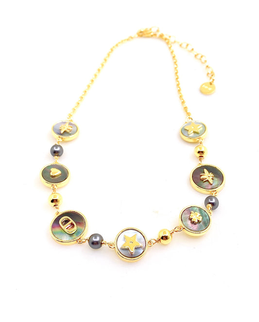 DEM286  New Arrive Fashion  with Diamond Stars Pearl  Necklce for Woman Brass Material Jewelry To Choose Gift