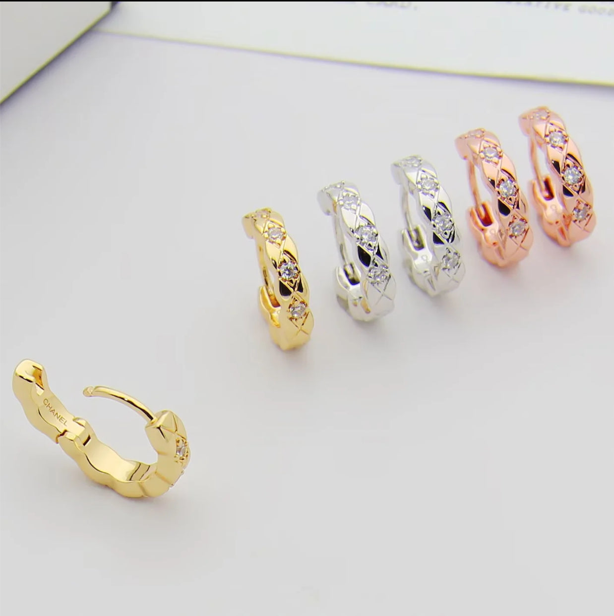 CEM197  New Single-row Drill Stud Earring Designer 18K Gold Stud Earring  Women  Love Promise Jewelry