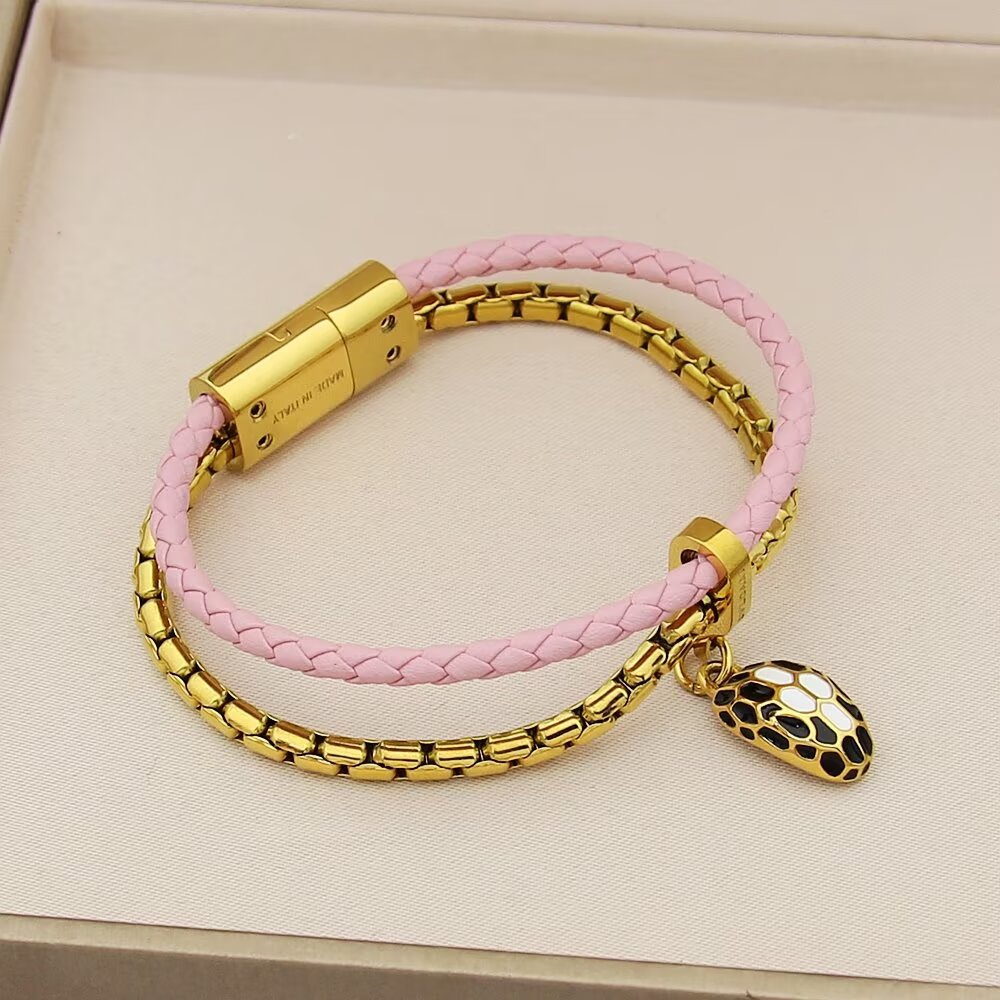 BEM30 Luxury Designer Jewelry Leather 18K Gold Plated Stainless steel women men Bracelets bangles Wedding Gifts