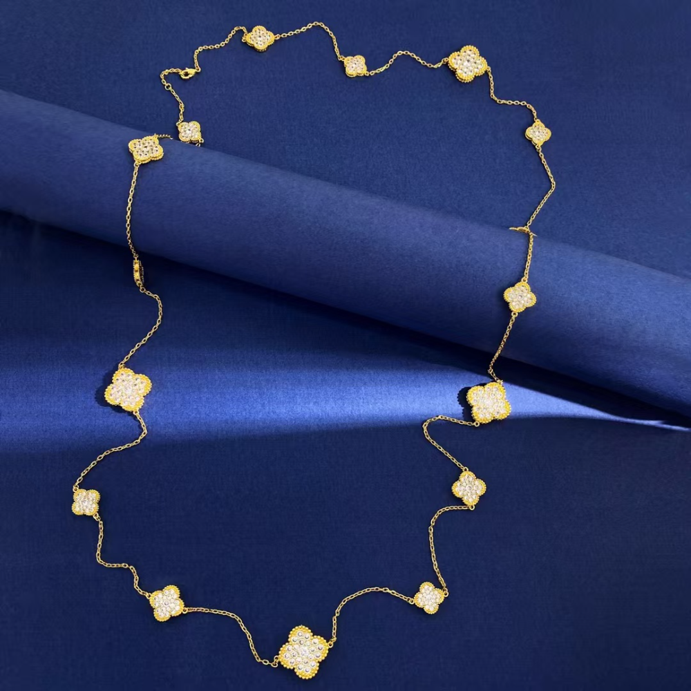 FY102 New Fashion Gold Color Long Diamond Necklace  for Woman Jewelry Beautiful Jewelry To Choose Gift