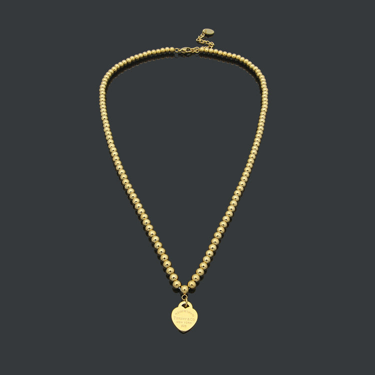 TEM40  New Fashion Titanium Steel Gold Silver Rose Color Love /Necklace for Women Charm Necklace Couples Gift