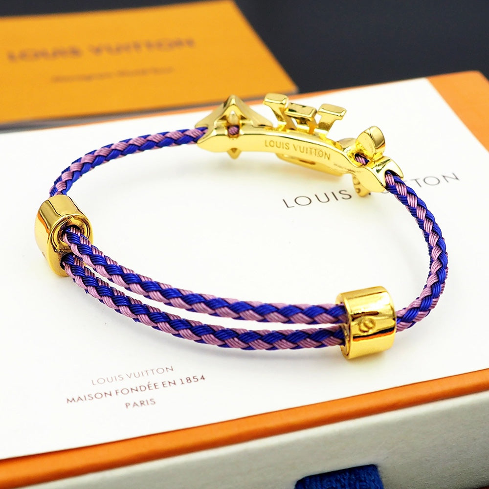 LEM388  New Fashion Open Flower Bracelet Metal Letter Wristband Bracelet Couple Accessories for Woman