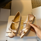 CEM298 New satin low-heeled Mary Jane shoes - Butterfly knot flat style fashionable and gentle women's shoes The color is exquisite and it is an excellent gift choice