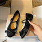 CEM298 New satin low-heeled Mary Jane shoes - Butterfly knot flat style fashionable and gentle women's shoes The color is exquisite and it is an excellent gift choice