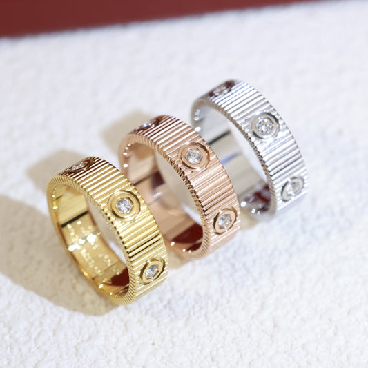 CREM204 Titanium Steel Love Rings 3 Stone for Women Men Couples Anel Cubic Zirconia Wedding Rings Bands Bague Femme