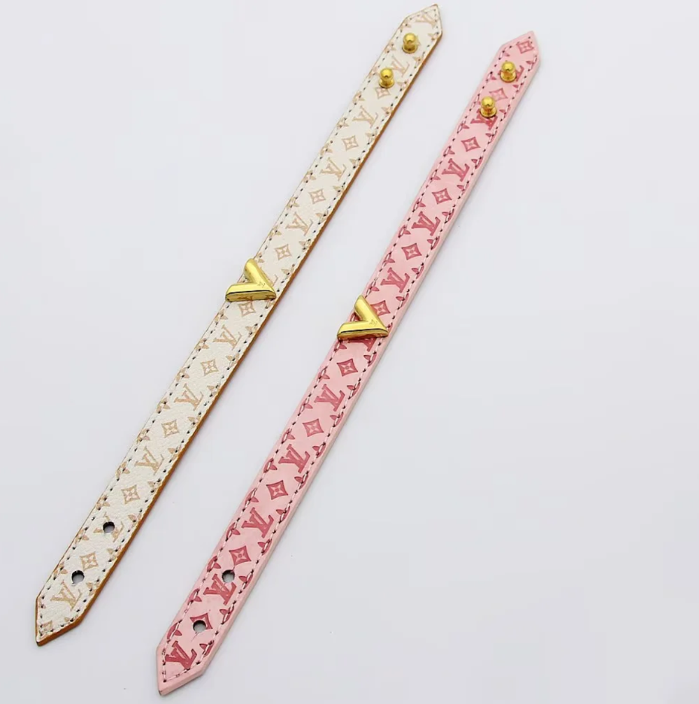 LEM519 Luxurious designer jewelry leather 18K gold-plated stainless steel bracelet gift option
