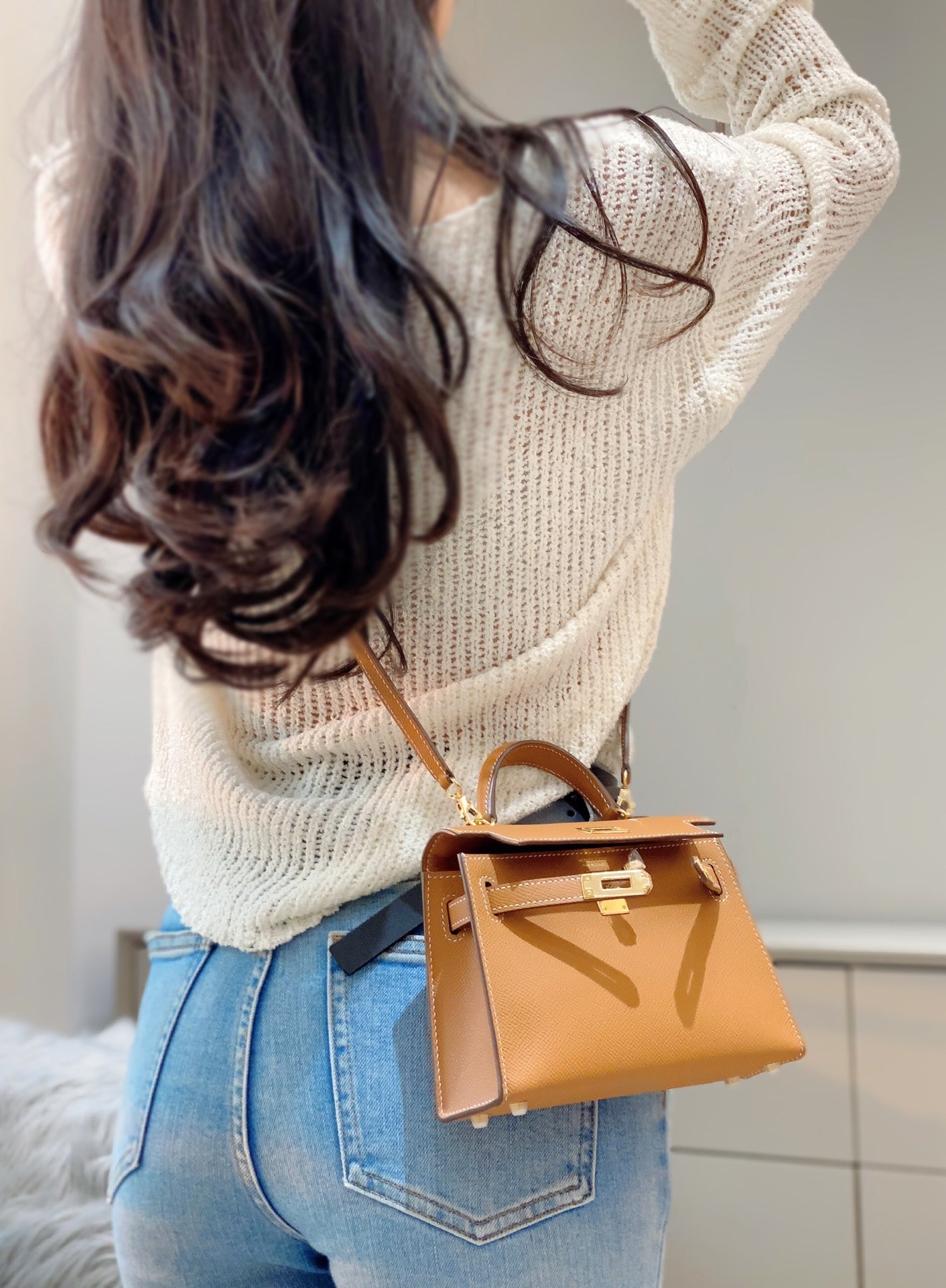 HEM92 TOP Original Top-grade original single-layer leather New Genuine Leather Women's Crossbody Stewardess 19CM