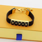 LEM265 Designer Jewelry Leather 18K Gold Plated Stainless steel Bracelet Womens Wedding Gifts
