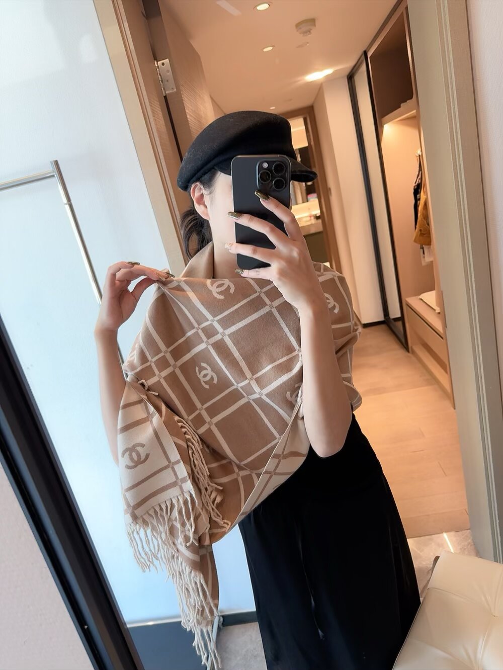 CEM177 Designer Scarf Silk wool viscose fiber Cotton Blend Women Fashion Silks Scarf Designers Scarves luxury Silk color-blocking fringed edges