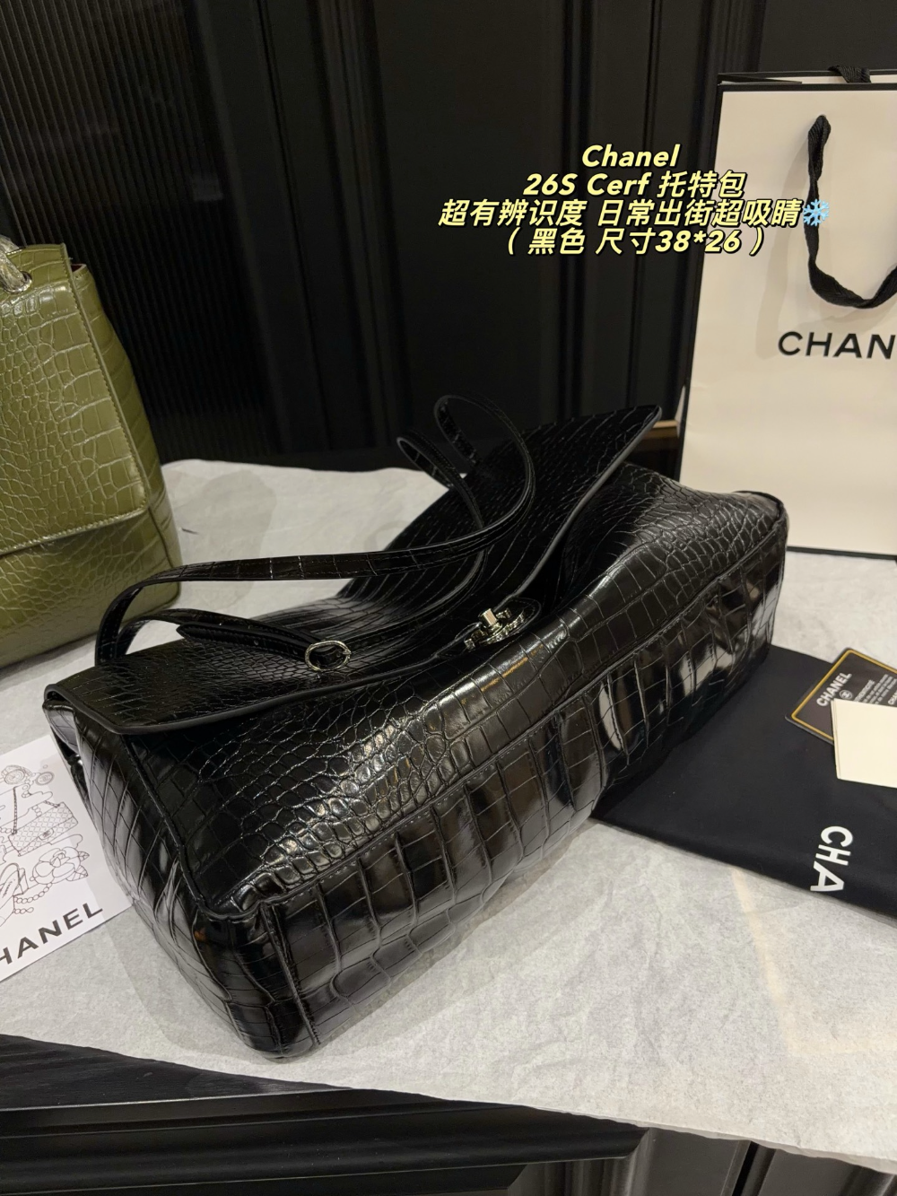 CEM353 New arrive fashion black green color bag for woman beautiful gift to choose gift size to choose 38*26cm