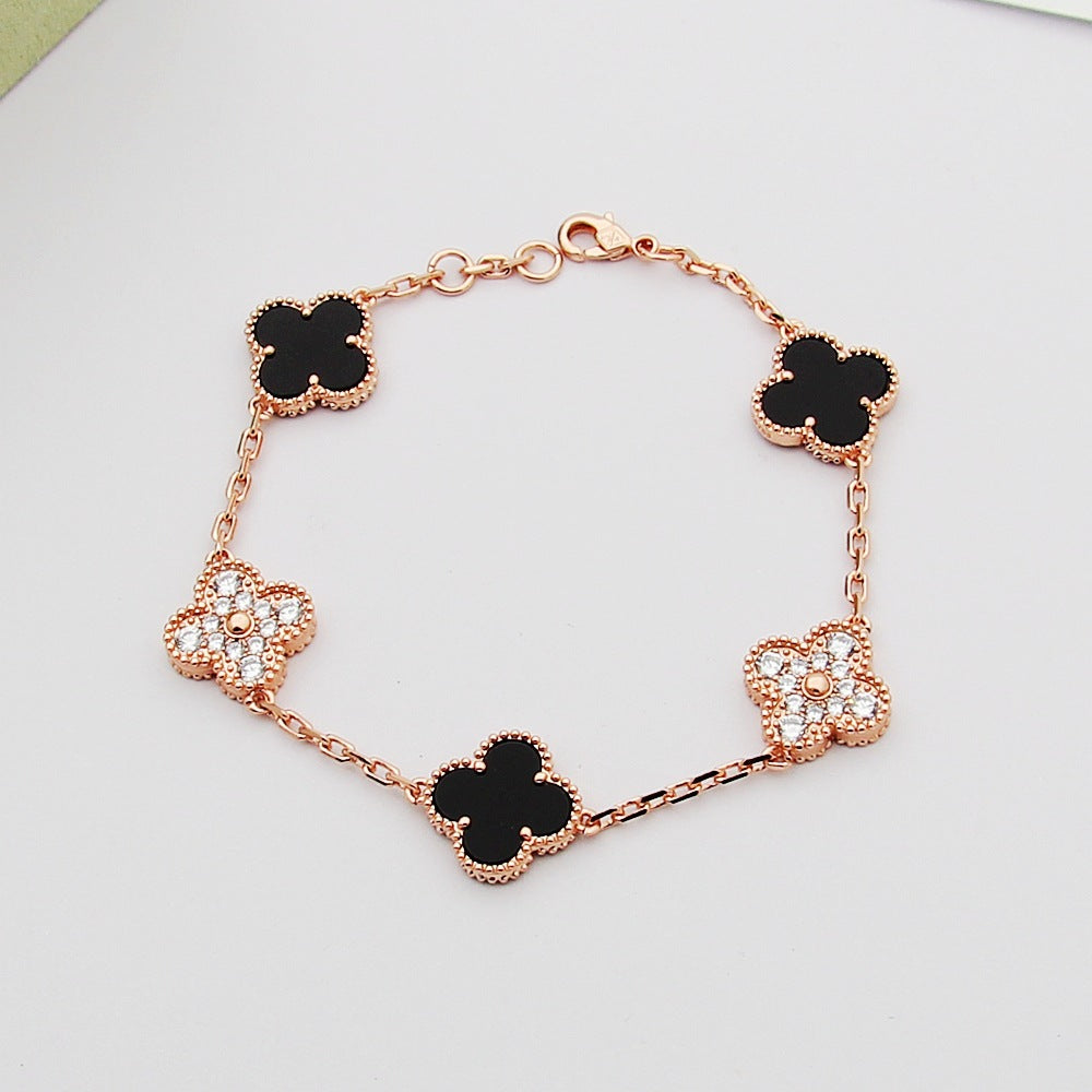 VEM32 Hot Sale Fashion 18k Akin Gold 4 Flowers Bracelet&bangle for Woman Size Jewelry Gift