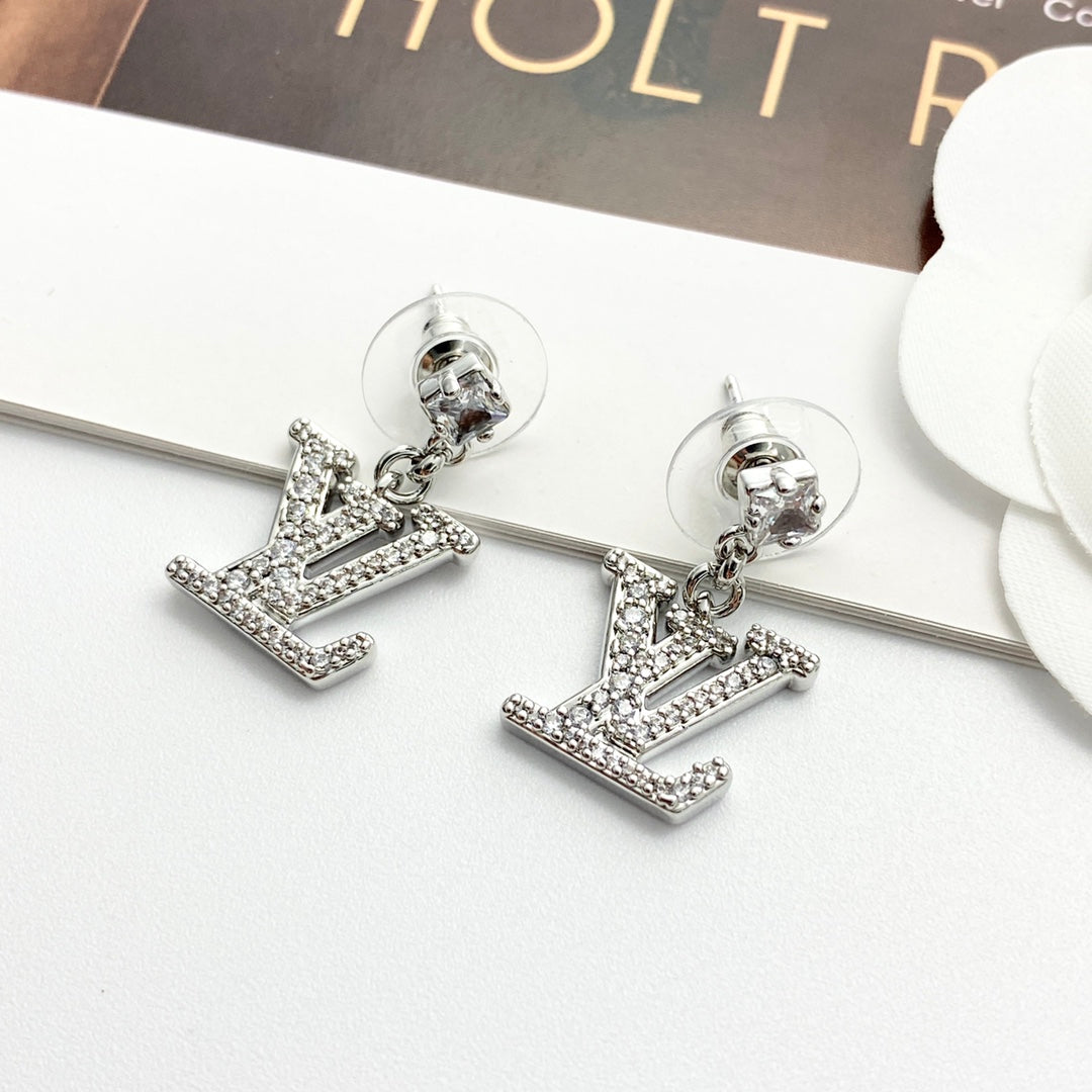 LEM393 New Arrive Fashion Gold Color  Full Diamond Earring  for Woman Jewelry Beautiful Jewelry To Choose Gift No with Box