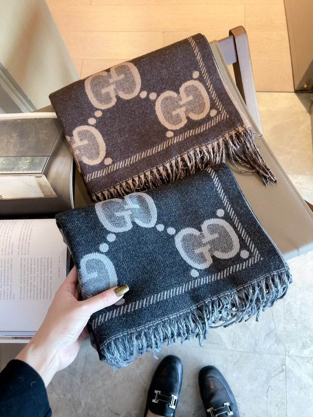 GEM114 Cashmere knitted scarf Women Man Designer Scarf fashion brand Cashmere Scarves For Winter Womens and mens Long Wraps Size  60*200cm