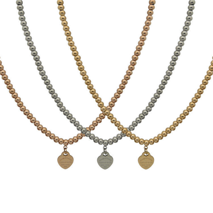 TEM40  New Fashion Titanium Steel Gold Silver Rose Color Love /Necklace for Women Charm Necklace Couples Gift