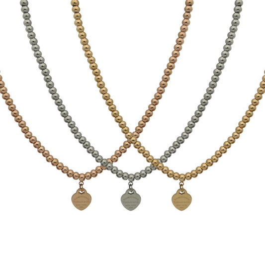 TEM40  New Fashion Titanium Steel Gold Silver Rose Color Love /Necklace for Women Charm Necklace Couples Gift