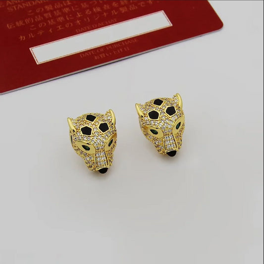 CREM197 New Full Diamond Green Eyes Stud Earring Designer 18K Gold Stud Earring  Women  Love Promise Jewelry
