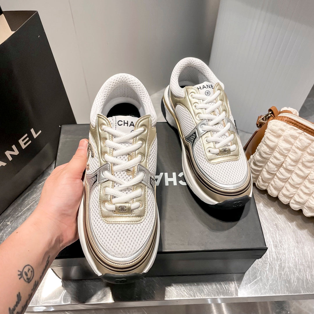 CEM230 New arrive fashion gold and white shose for woman men beautiful gift to choose gift