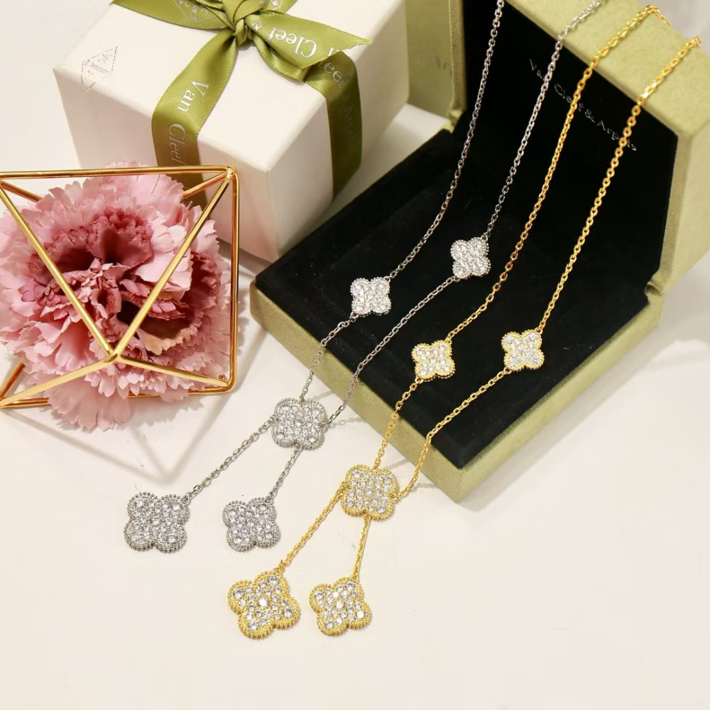 FY101 New Arrive Fashion Gold Color Long Diamond Necklace  for Woman Jewelry Beautiful Jewelry To Choose Gift No with Box